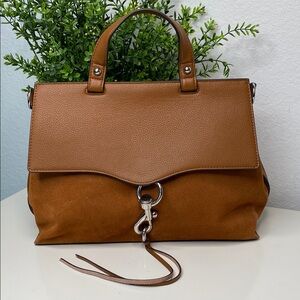 Rebecca Minkoff Keith Medium Satchel Bag In Caramello Suede and Leather